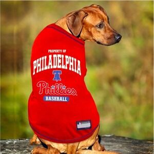 Pets First Philadelphia Phillies Dog Jersey Red MLB Baseball Graphic Shirt